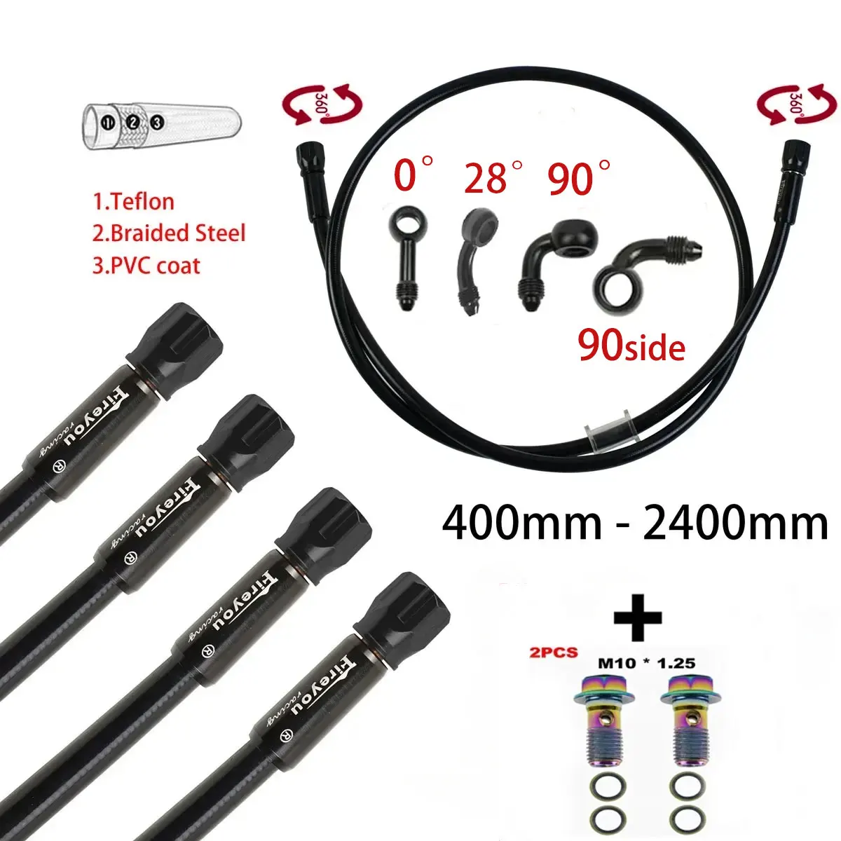 AN3 Braided Brake Hose Motorcy - đánh giá và giá Motorcycle Brake Cable